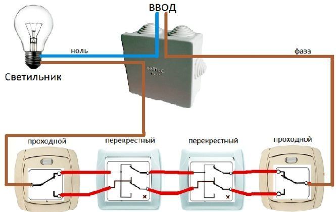 Управление освещением для двух, трех или более мест
