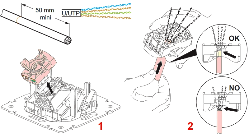 разделка розетки rj 45 legrand