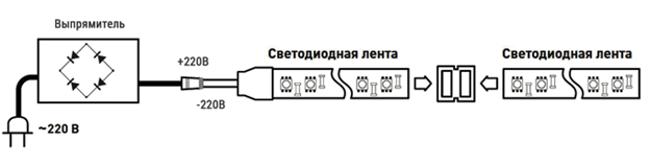 Схема подключения светодиодной ленты к сети 220 вольт