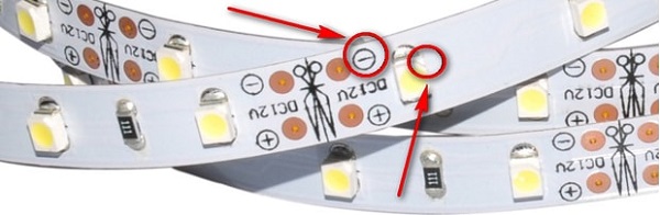 Полярность SMD на led ленте