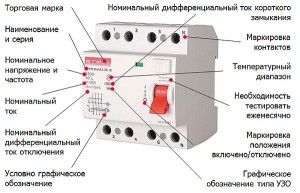 Данные на корпусе диф-автомата