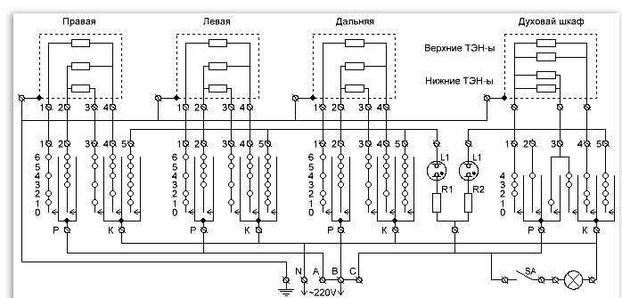 Схема электрической плиты