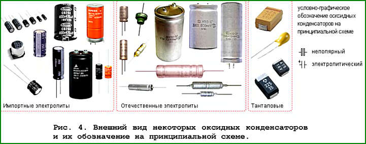 Внешний вид оксидных конденсаторов