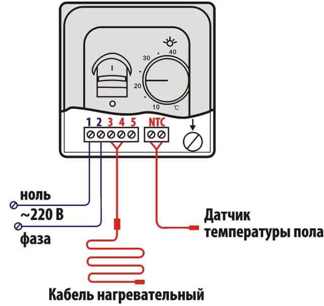 как подключить регулятор теплого пола