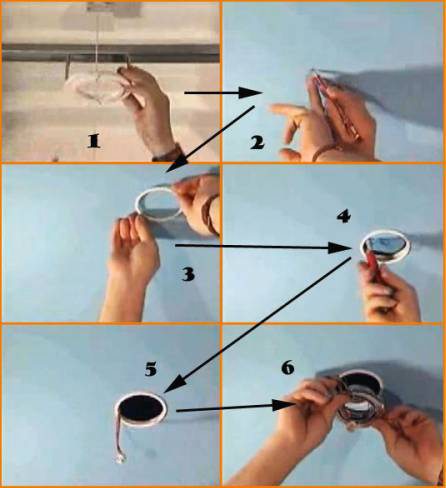Светильники встраиваемые для натяжных потолков монтируются согласно представленной инструкции