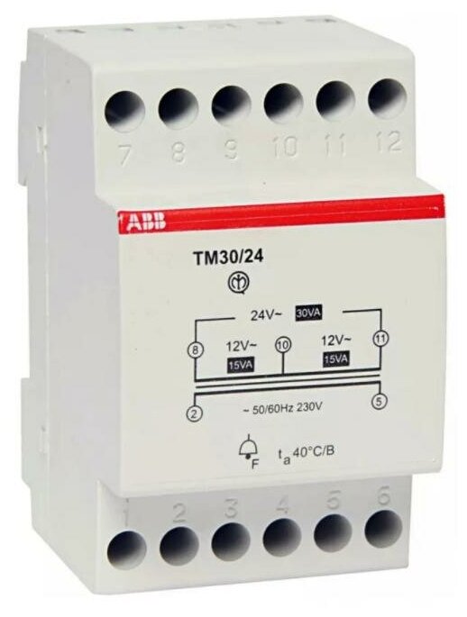 Трансформатор модульный звонковый 220 / 24(12 + 12) 40VA (TM 40 / 24)