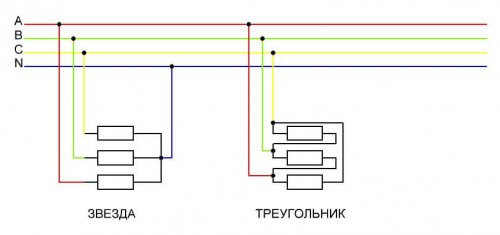 Схема звезды и треугольника