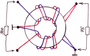 Схема создания согласующего трансформатора с 300 на 75 Ом