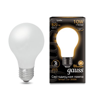 Лампа Gauss LED Filament A60 OPAL E27 10W 820lm 2700К (102202110)