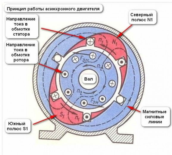 Принцип работы однофазного электродвигателя 220 В