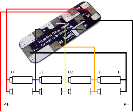 Схема подключения защитной платы к связке Li-ion