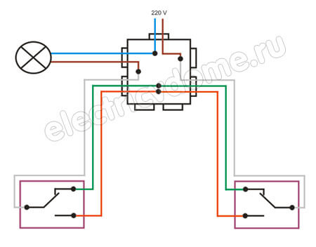 как подключается проходной выключатель