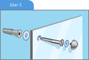 Крепим зеркало с помощью шурупа