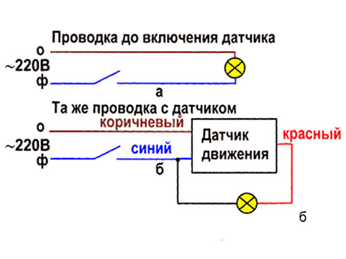 Схема подключения датчика движения