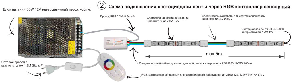 подключение rgb цветной ленты от одного контроллера на пульту дистанционного управления