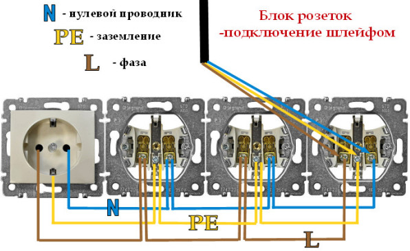  подключения блока розеток — шлейфом