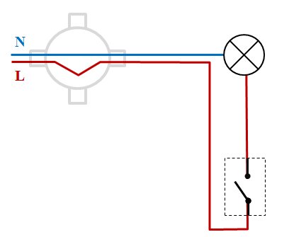 Первый вариант подключения выключателя