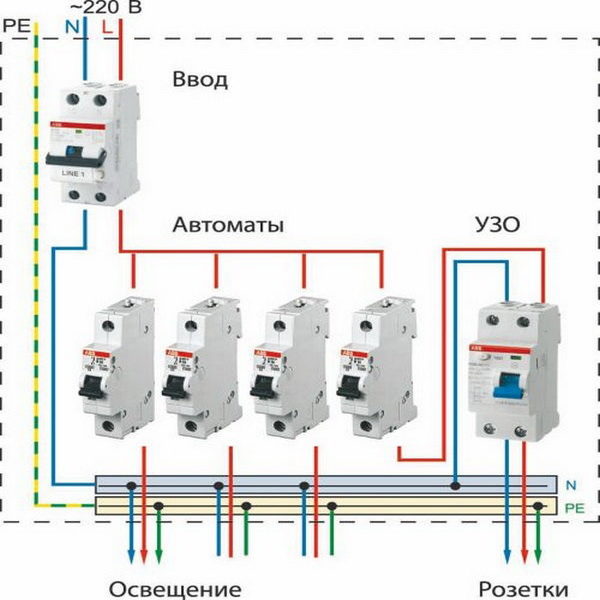 схема подключения автоматических выключателей 2