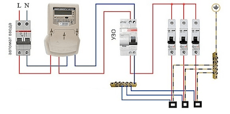 Схема подключения УЗО