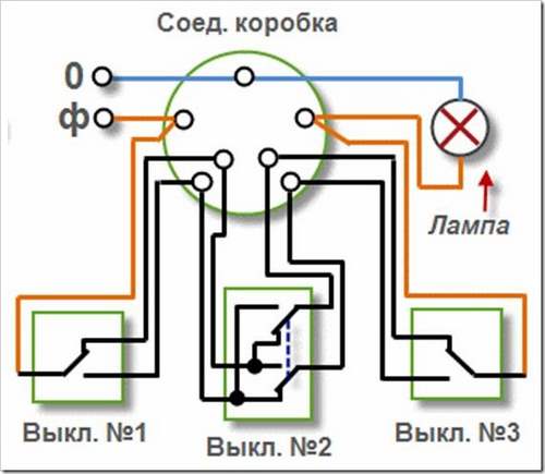 Схемы с проходными выключателями более двух