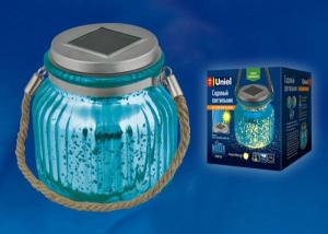 Светильник садовый USL-M-210/GN120 BLUE JAR Садовый светильник на солнечной батарее. Теплый белый свет. 1*АА Ni-Mh аккумулятор в/к. IP44. TM Uniel.