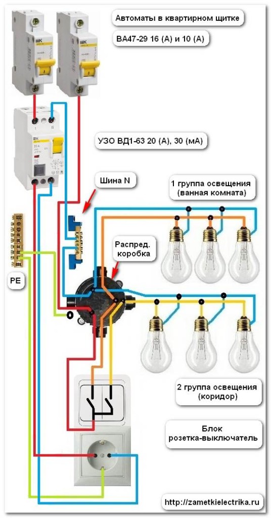 Схема совмещенной электрической группы