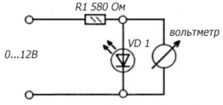 Схема проверки падения напряжения на светодиоде