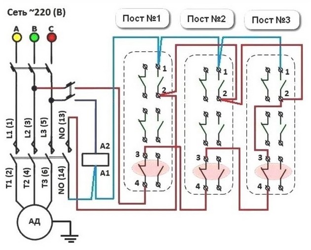 Схема подключения пускателя 5
