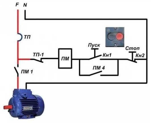 Схема подключения пускателя 6