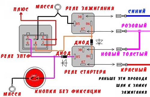 схема подключения без ключа