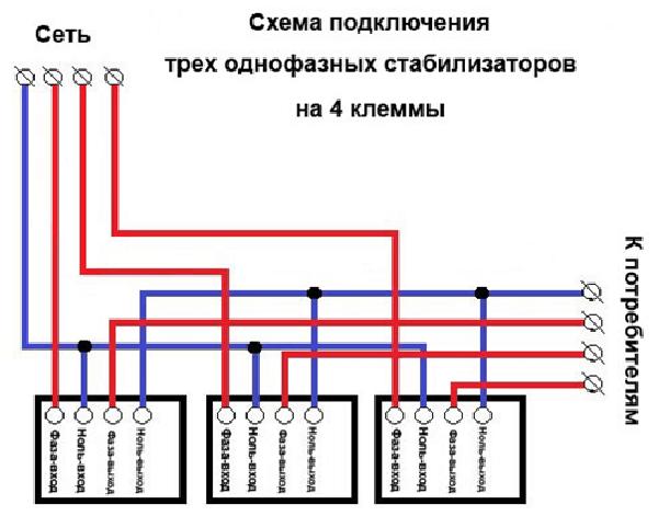 Схема подключения трех стабилизаторов в трехфазную. Схема включения однофазных стабилизаторов в трехфазную сеть. Схема подключения трех стабилизаторов напряжения. Схема подключения трех однофазных стабилизаторов в трехфазную сеть. Схема подключения трех однофазных стабилизаторов.