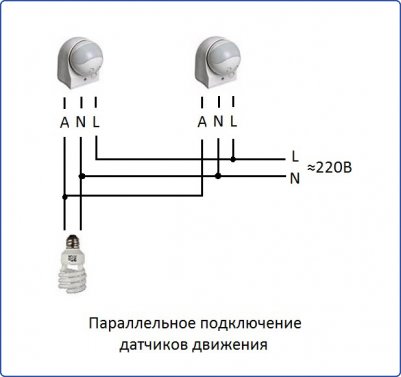 Параллельное подключение лампы и выключателя