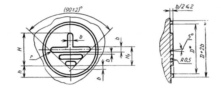 Размеры знака заземления, наносимого методом литья