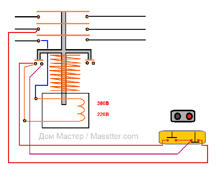 Схема подключения магнитного пускателя