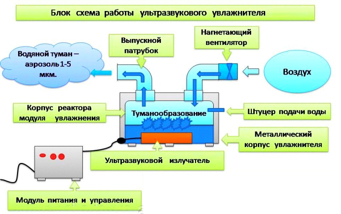 Принцип работы ультразвукового увлажнителя воздуха