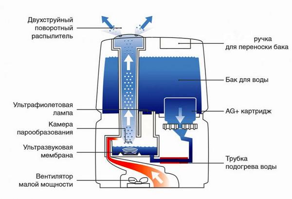 Принцип работы ультразвукового увлажнителя воздуха