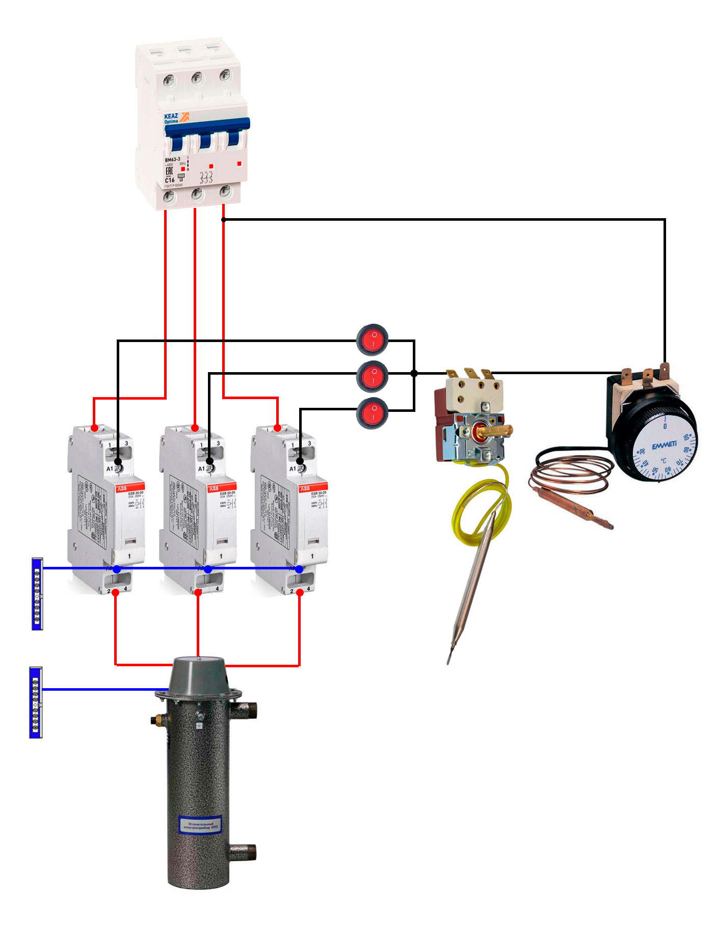 схема подключения рабочего термостата