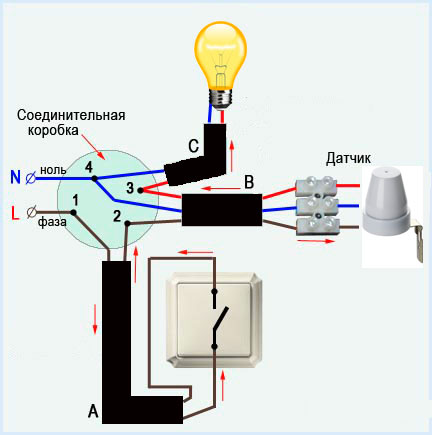 Схема подключения датчика освещения