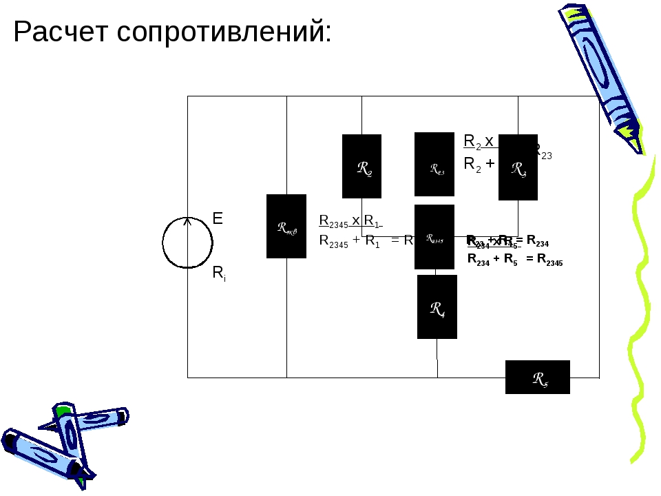 R1 R2 R3 R4 R5 E Ri R2 x R3 R2 + R3 = R23 R23 R234 R23 + R4 = R234 R2345 R23. 