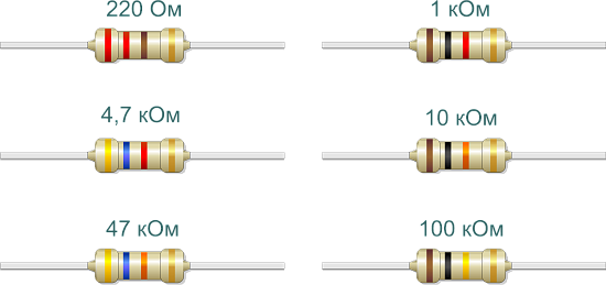 Популярные номиналы резисторов