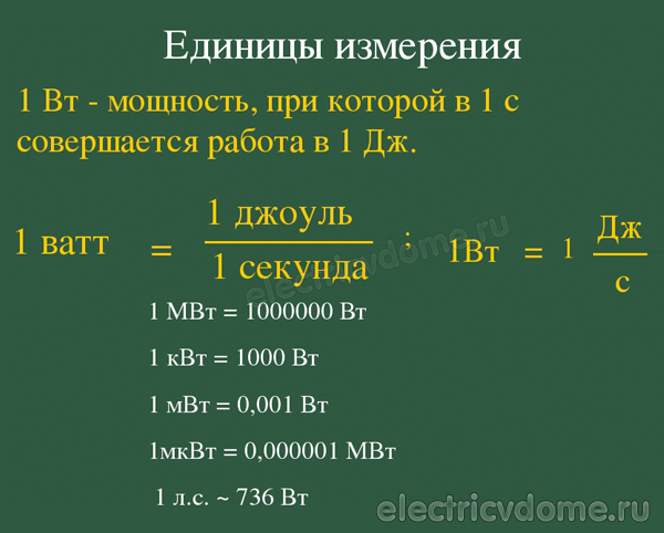 в чем измеряется мощность тока