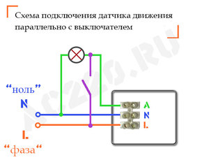 Схема подключения датчика движения 