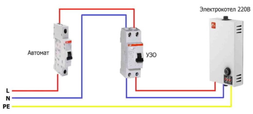 Схема подключения электрокотла при 220 В