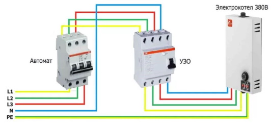 Как подключить к сети 380 В электрокотел