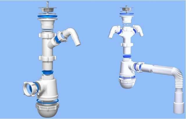 Сифоны для подключения к канализации бытовой техники (в том числе посудомоек)
