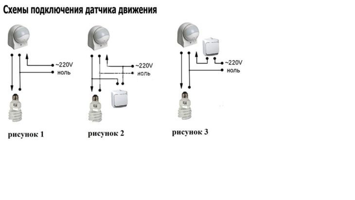 Варианты подключения датчика движения