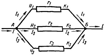 Схема параллельного соединения проводников