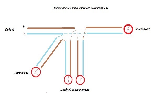 Схема подключения двойного выключателя