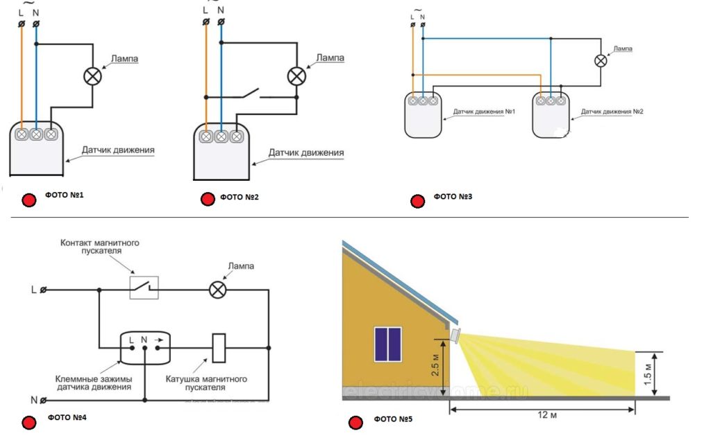 Схема подключения датчика движения для освещения