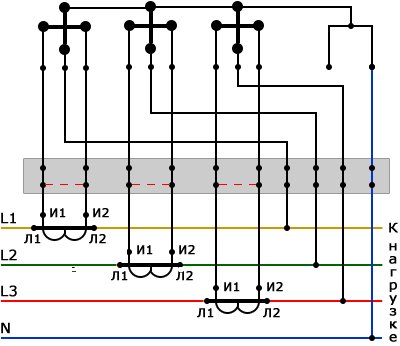 Схема подключения трансформаторов тока к счетчику энергомера трехфазному